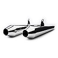 TRIUMPH STREET CUP, STREET TWIN,  (17-19) B&C PREDATOR PRO MUFFLERS STAINLESS STEEL CHROME MEGAPHONE