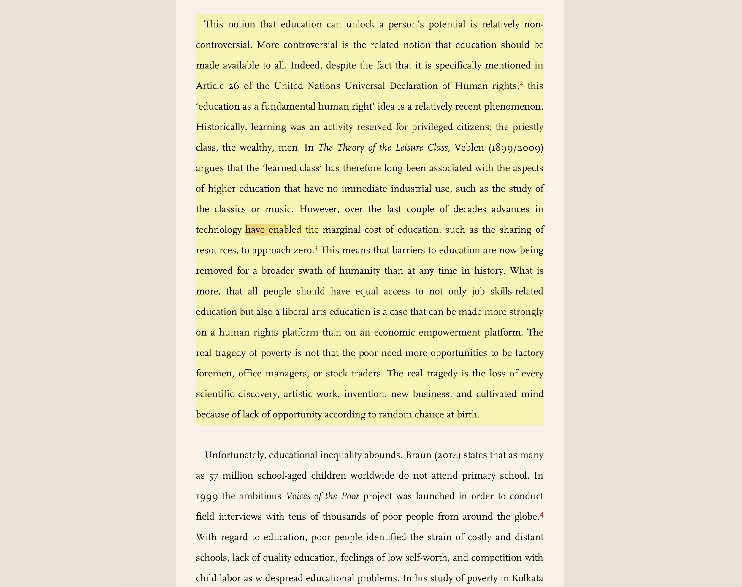 Text in the reader that has been annotated.