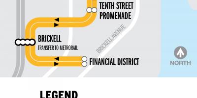 Metromover mapa - Metromover mapa de Miami (Flórida - EUA)