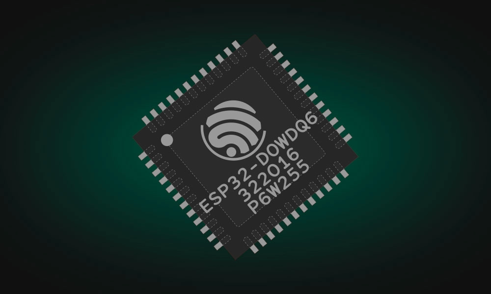 ESP32 Chip in a dark background: A powerful microcontroller with integrated Wi-Fi and Bluetooth, driving IoT innovation with seamless connectivity.