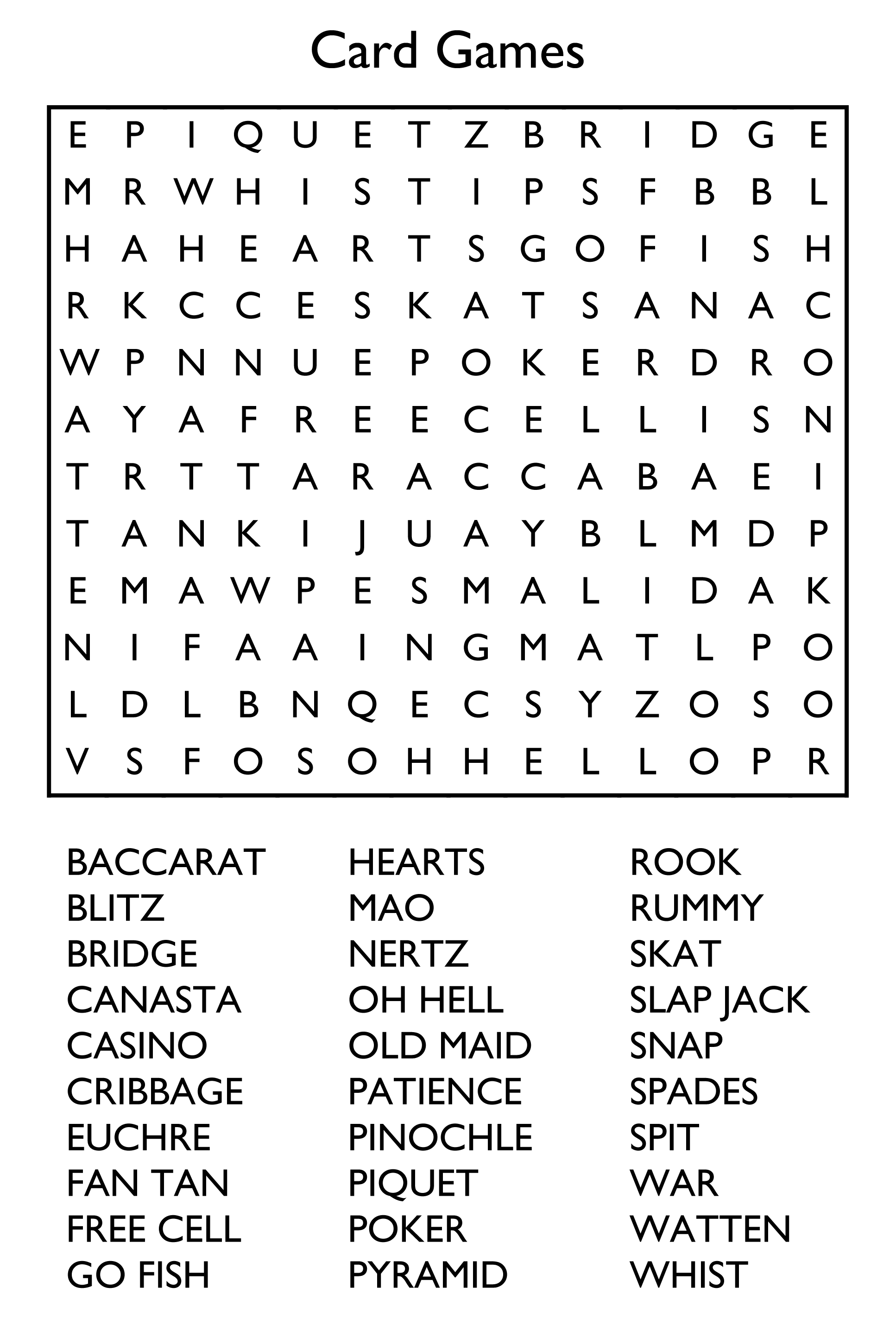 Free Printable Find A Word Puzzles