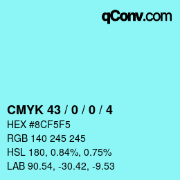 カラーコード: CMYK 43 / 0 / 0 / 4 | qconv.com