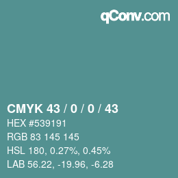 Color code: CMYK 43 / 0 / 0 / 43 | qconv.com