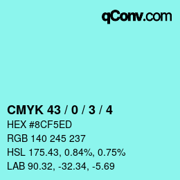 Color code: CMYK 43 / 0 / 3 / 4 | qconv.com