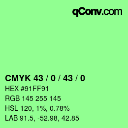 Code couleur: CMYK 43 / 0 / 43 / 0 | qconv.com