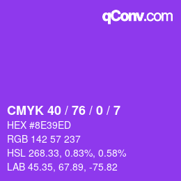 カラーコード: CMYK 40 / 76 / 0 / 7 | qconv.com