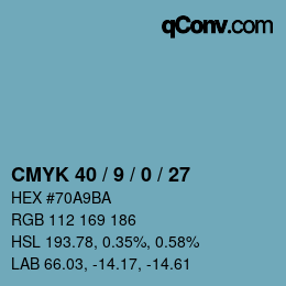 Código de color: CMYK 40 / 9 / 0 / 27 | qconv.com