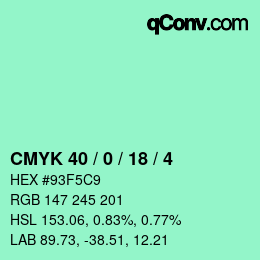 Farbcode: CMYK 40 / 0 / 18 / 4 | qconv.com