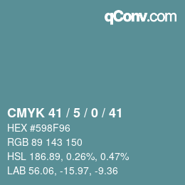 Code couleur: CMYK 41 / 5 / 0 / 41 | qconv.com