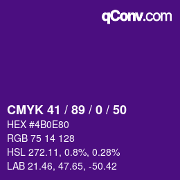 カラーコード: CMYK 41 / 89 / 0 / 50 | qconv.com