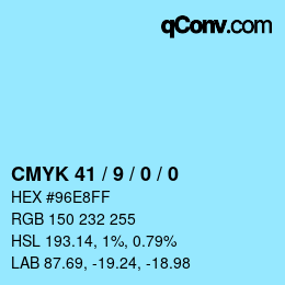 Code couleur: CMYK 41 / 9 / 0 / 0 | qconv.com