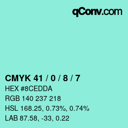 カラーコード: CMYK 41 / 0 / 8 / 7 | qconv.com