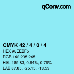 Code couleur: CMYK 42 / 4 / 0 / 4 | qconv.com