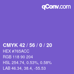 Code couleur: CMYK 42 / 56 / 0 / 20 | qconv.com