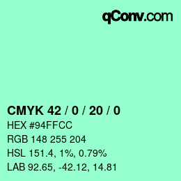 Código de color: CMYK 42 / 0 / 20 / 0 | qconv.com