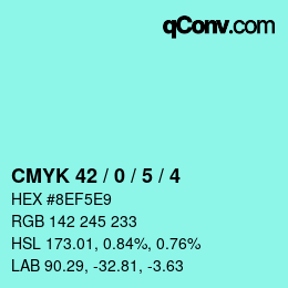 カラーコード: CMYK 42 / 0 / 5 / 4 | qconv.com