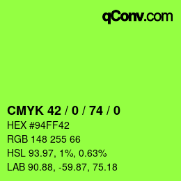 Color code: CMYK 42 / 0 / 74 / 0 | qconv.com