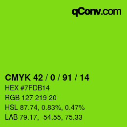 Código de color: CMYK 42 / 0 / 91 / 14 | qconv.com