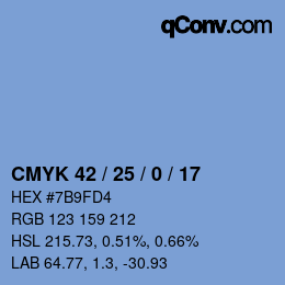 Color code: CMYK 42 / 25 / 0 / 17 | qconv.com