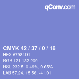 Code couleur: CMYK 42 / 37 / 0 / 18 | qconv.com