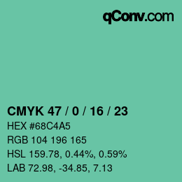 カラーコード: CMYK 47 / 0 / 16 / 23 | qconv.com