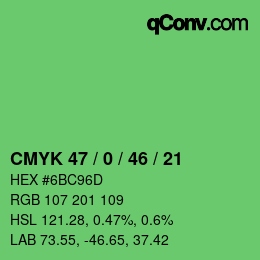 Farbcode: CMYK 47 / 0 / 46 / 21 | qconv.com