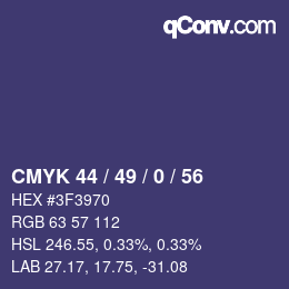 Código de color: CMYK 44 / 49 / 0 / 56 | qconv.com