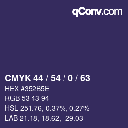 Código de color: CMYK 44 / 54 / 0 / 63 | qconv.com