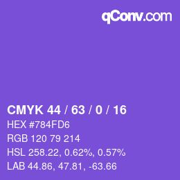 Código de color: CMYK 44 / 63 / 0 / 16 | qconv.com