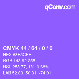 Farbcode: CMYK 44 / 64 / 0 / 0 | qconv.com