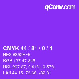 Code couleur: CMYK 44 / 81 / 0 / 4 | qconv.com