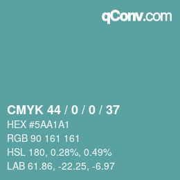 Farbcode: CMYK 44 / 0 / 0 / 37 | qconv.com