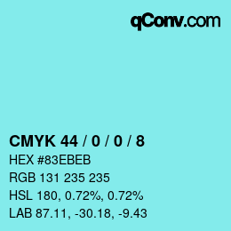 Code couleur: CMYK 44 / 0 / 0 / 8 | qconv.com