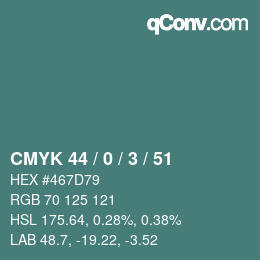 Código de color: CMYK 44 / 0 / 3 / 51 | qconv.com