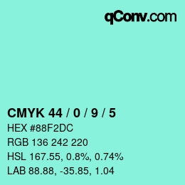 Código de color: CMYK 44 / 0 / 9 / 5 | qconv.com