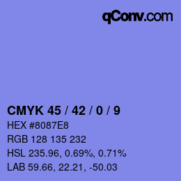 Color code: CMYK 45 / 42 / 0 / 9 | qconv.com