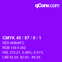 カラーコード: CMYK 45 / 97 / 0 / 1 | qconv.com