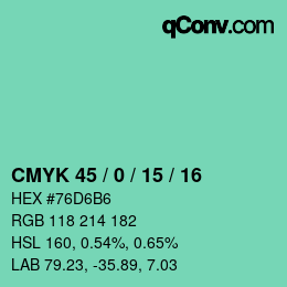 Código de color: CMYK 45 / 0 / 15 / 16 | qconv.com