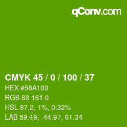 Color code: CMYK 45 / 0 / 100 / 37 | qconv.com