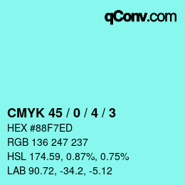 Código de color: CMYK 45 / 0 / 4 / 3 | qconv.com