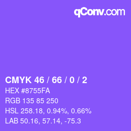 Farbcode: CMYK 46 / 66 / 0 / 2 | qconv.com