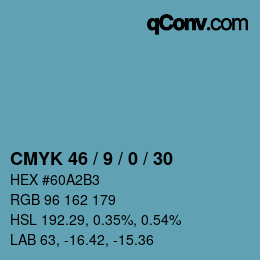 カラーコード: CMYK 46 / 9 / 0 / 30 | qconv.com