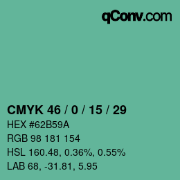 Color code: CMYK 46 / 0 / 15 / 29 | qconv.com