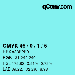 Color code: CMYK 46 / 0 / 1 / 5 | qconv.com