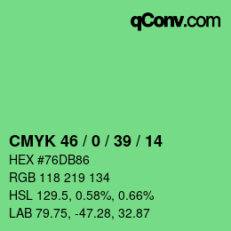 Color code: CMYK 46 / 0 / 39 / 14 | qconv.com