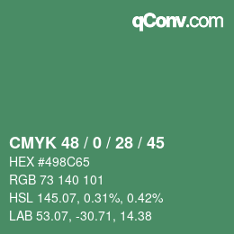 Color code: CMYK 48 / 0 / 28 / 45 | qconv.com