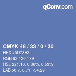 Código de color: CMYK 48 / 33 / 0 / 30 | qconv.com