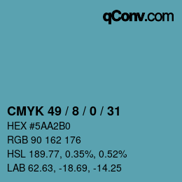 Code couleur: CMYK 49 / 8 / 0 / 31 | qconv.com