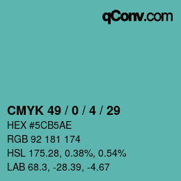 Código de color: CMYK 49 / 0 / 4 / 29 | qconv.com