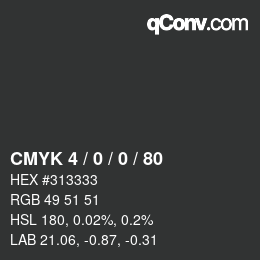 Farbcode: CMYK 4 / 0 / 0 / 80 | qconv.com